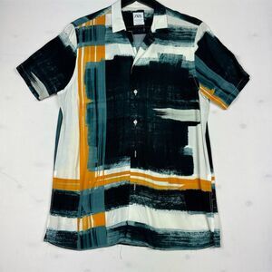 Zara Abstract Print Camp Collar Shirt Multicolor Size M